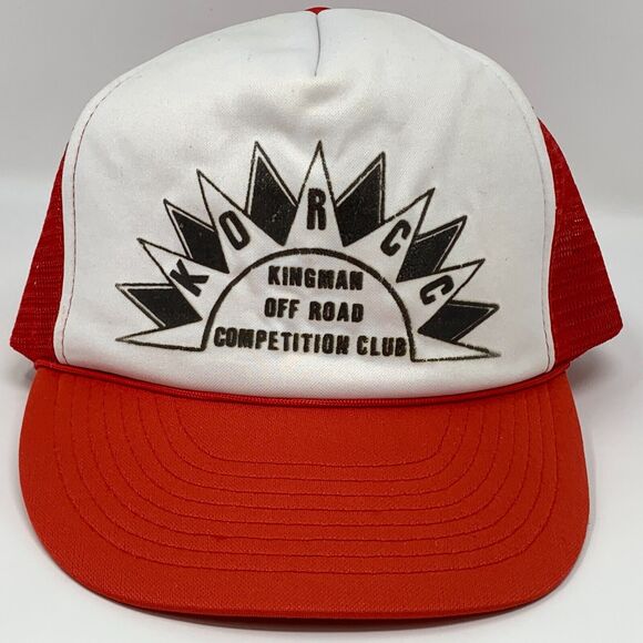 Vintage 80s Kingman Off Road Racing Trucker Hat Cap Red Arizona KORCC Snapback - Picture 8 of 8